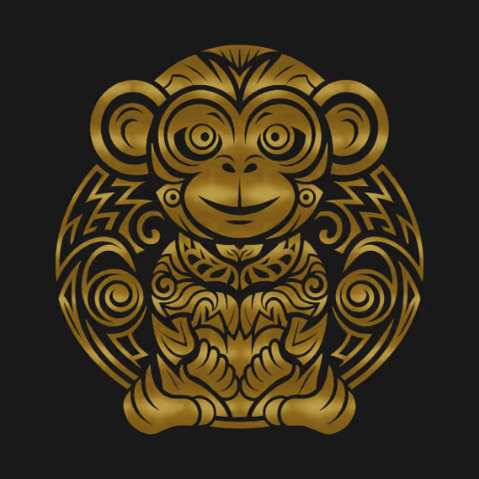 The Monkey - Chinese Zodiac - Tribal Gold