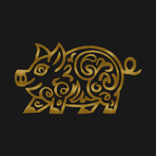 The Pig - Chinese Zodiac - Tribal Gold