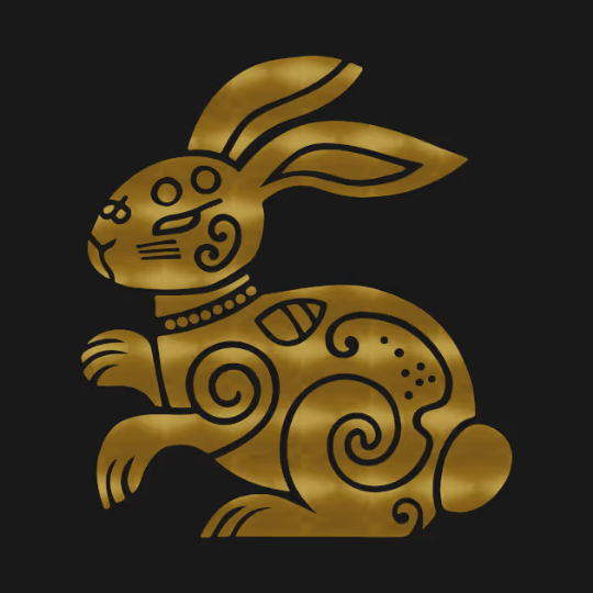 The Rabbit - Chinese Zodiac - Tribal Gold